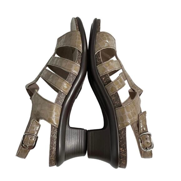 SAS Allegro Heel Strap Sandal Tan Croc Embossed Women's Size 10  Brand New - Picture 10 of 13
